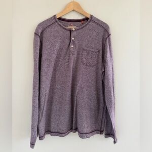 Tommy Bahama Mens Large Heather Henley Weekend Casual Relaxed Long Sleeve Tee